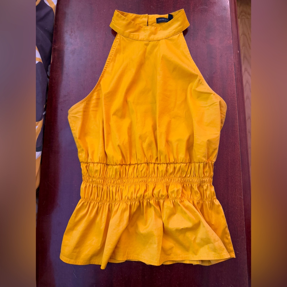 White House Black Market Smocked Halter Top in Yellow